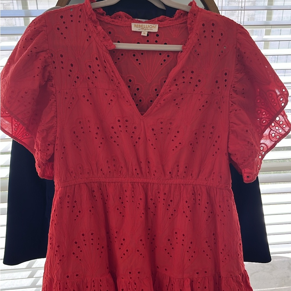 Red Eyelet Dress - Picture 6 of 7